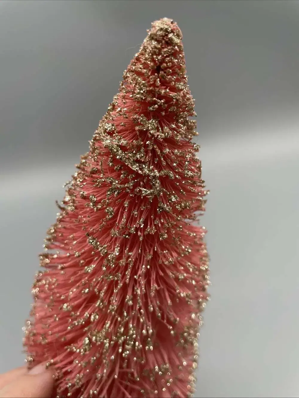 Vintage Pink Ombré Bottle Brush Christmas Tree 10” Glitter MCM Holiday